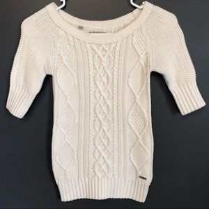 GUESS ‘Elaina Top’ Cable Knit White Sweater